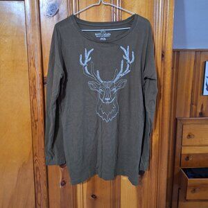 ROOTS CANADA long-sleeved shirt w/buck head on the front Women S NEW no tags
